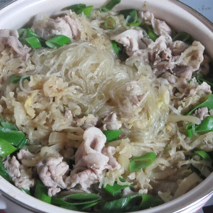 古漬け白菜と豚肉春雨の煮込み